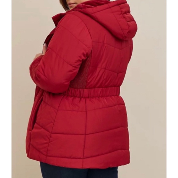 🆕 Red Fit & Flare Cinch Puffer Jacket Coat 2 2X 18 20 NWT Torrid New! - Picture 1 of 6